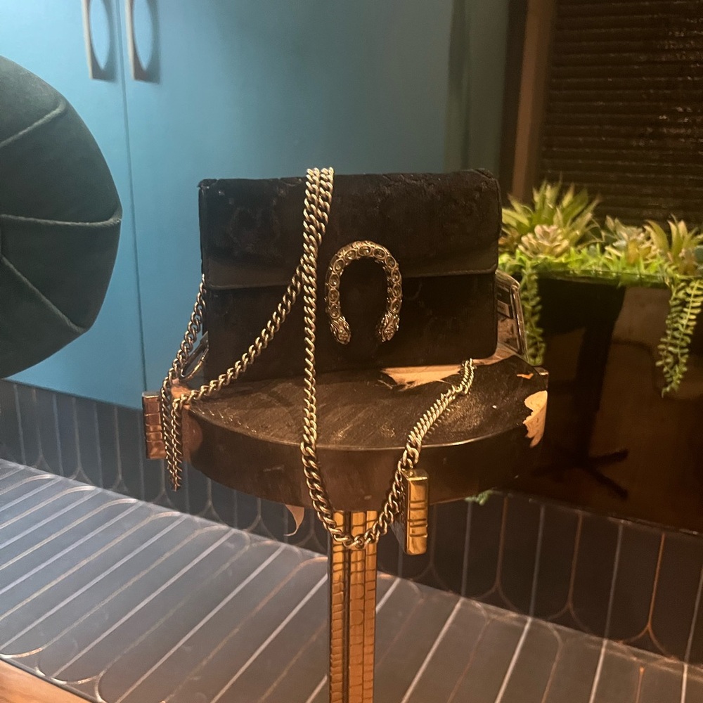 Gucci Black Velvet Dionysus with Chain